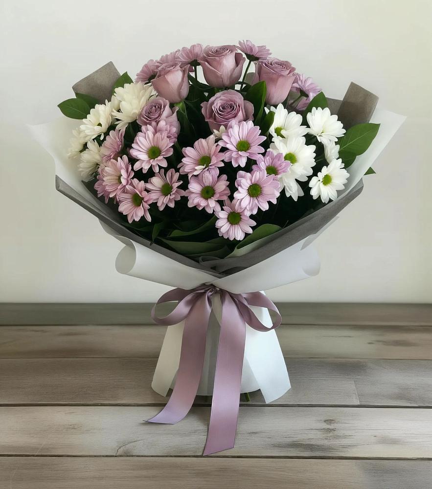 Букет цветов из: Хризантемы и Розы в Вознесенском