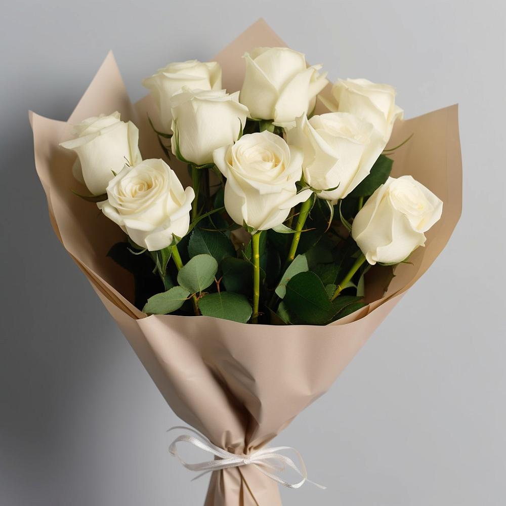 Букет 9 Белых роз Эдлесс Лав в Вознесенском