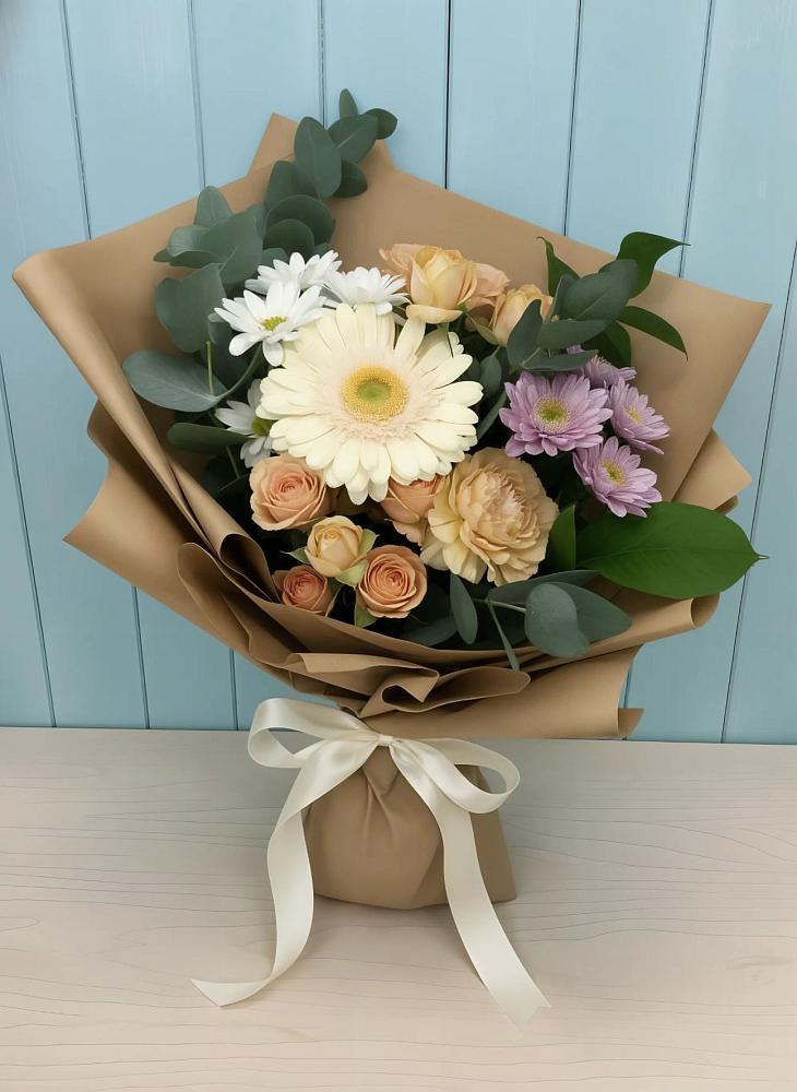 Букет цветов из: Герберы и Хризантемы в Вознесенском