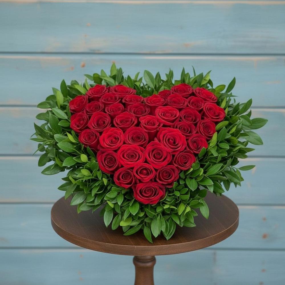 Цветочная композиция из Розы в виде сердца в Вознесенском