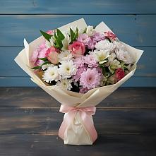 Букет цветов из:  Хризантемы, Альстромерии и Розы в Вознесенском