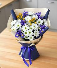 Букет цветов из:  Розы, Ирисы и Хризантемы в Вознесенском