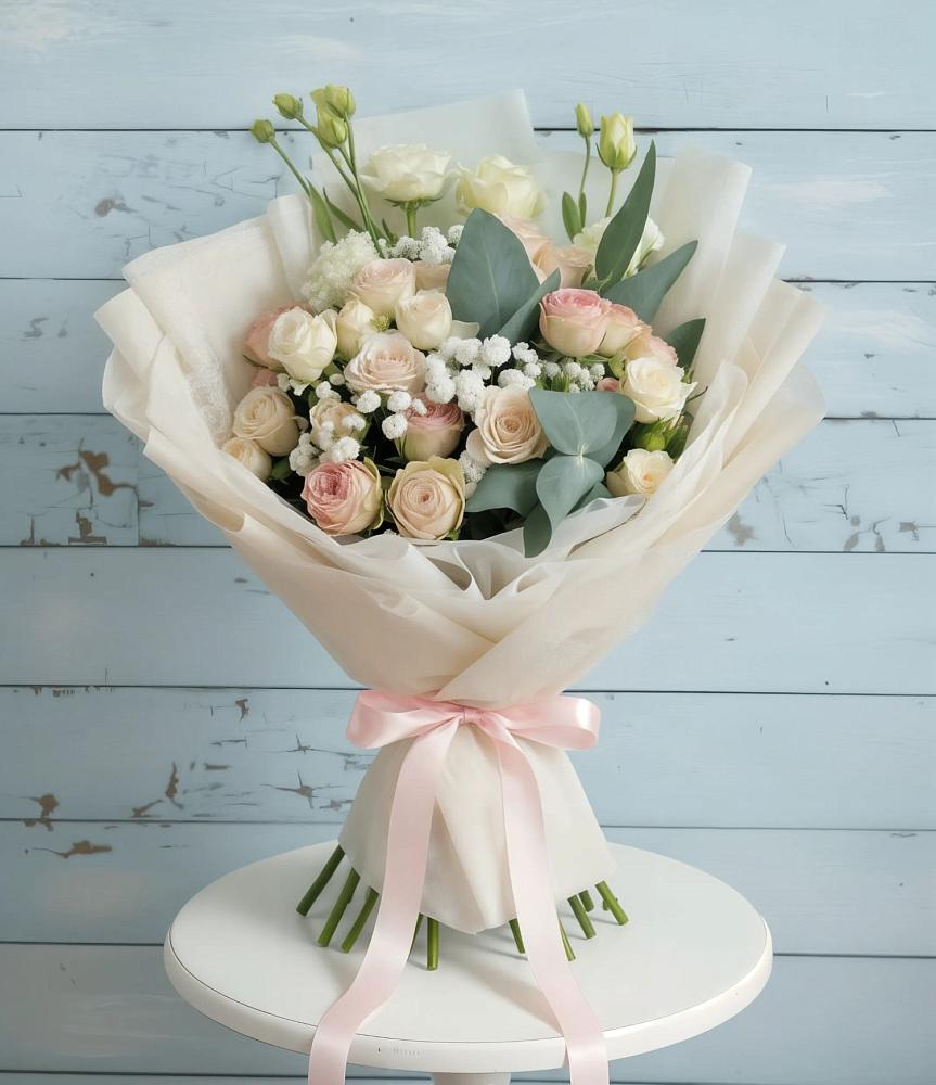 Букет цветов из: Розы и Лизиантусы в Вознесенском