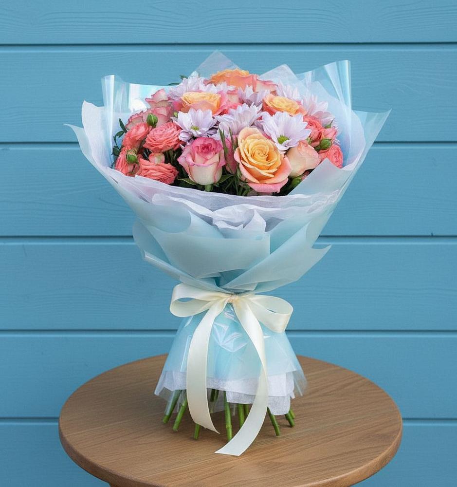 Букет цветов из: Хризантемы и Розы в Вознесенском