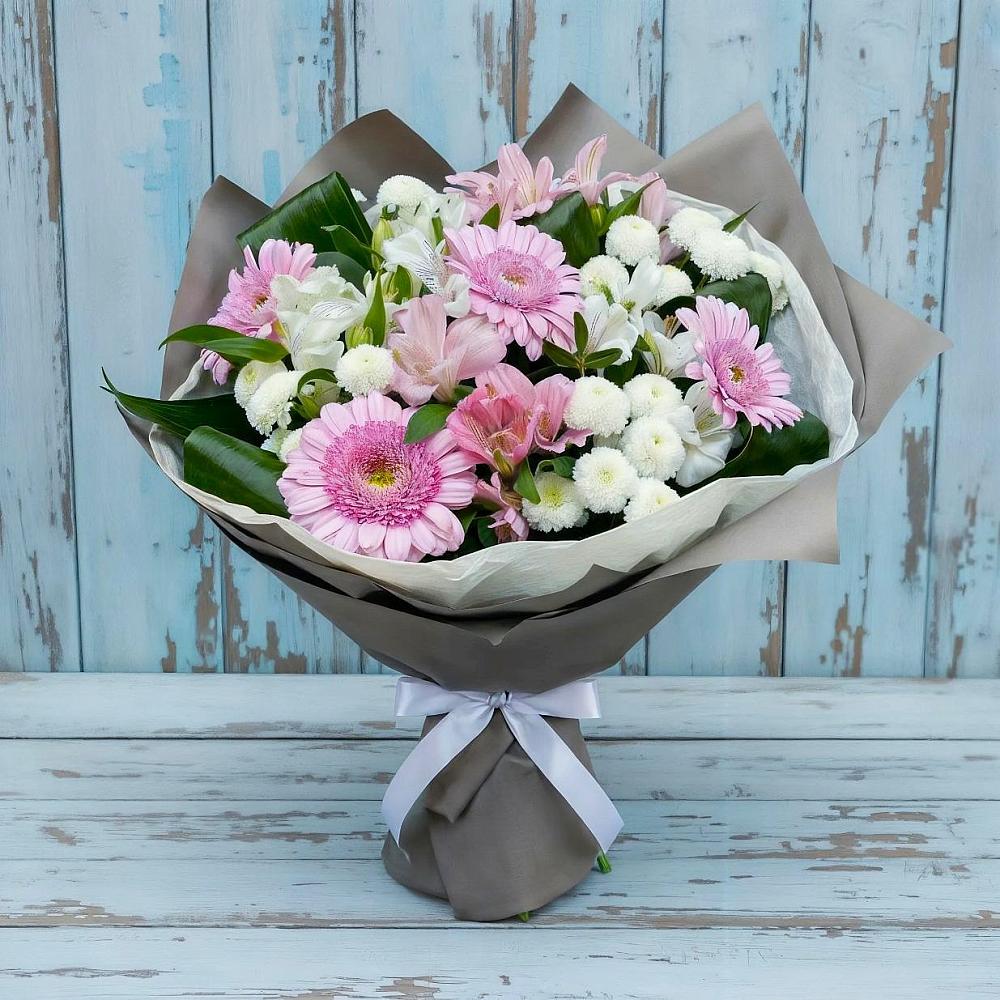Букет цветов из: Герберы, Альстромерии и Хризантемы в Вознесенском